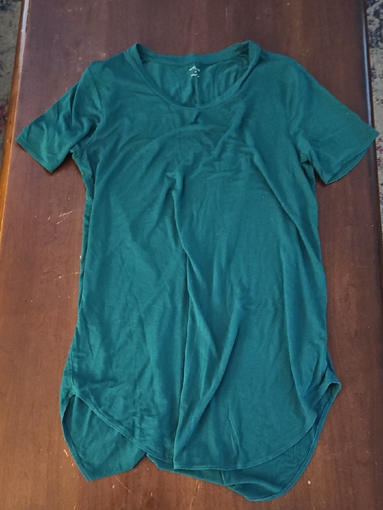 Daily Ritual Tops - Daily Ritual Women's Short Sleeve Scoop Neck Tunic Top - Teal Green